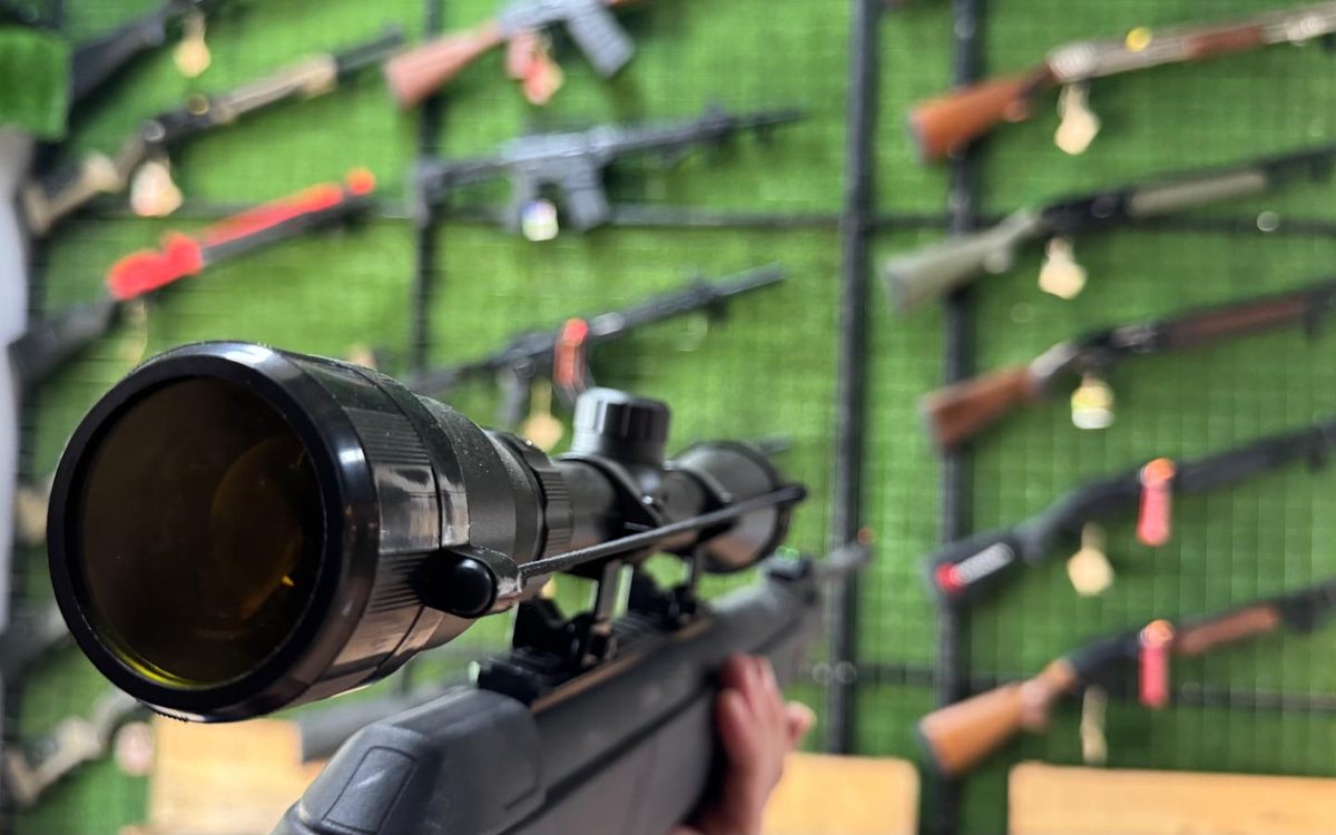 Havalı tüfek üzerinde optik dürbün yakın çekim